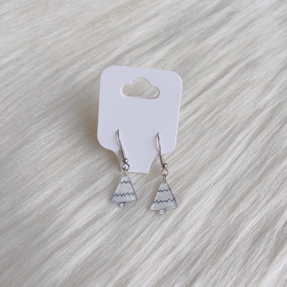FREE with Holiday T shirt purchase! White Christmas Tree Earrings Handmade - Picture 2 of 4